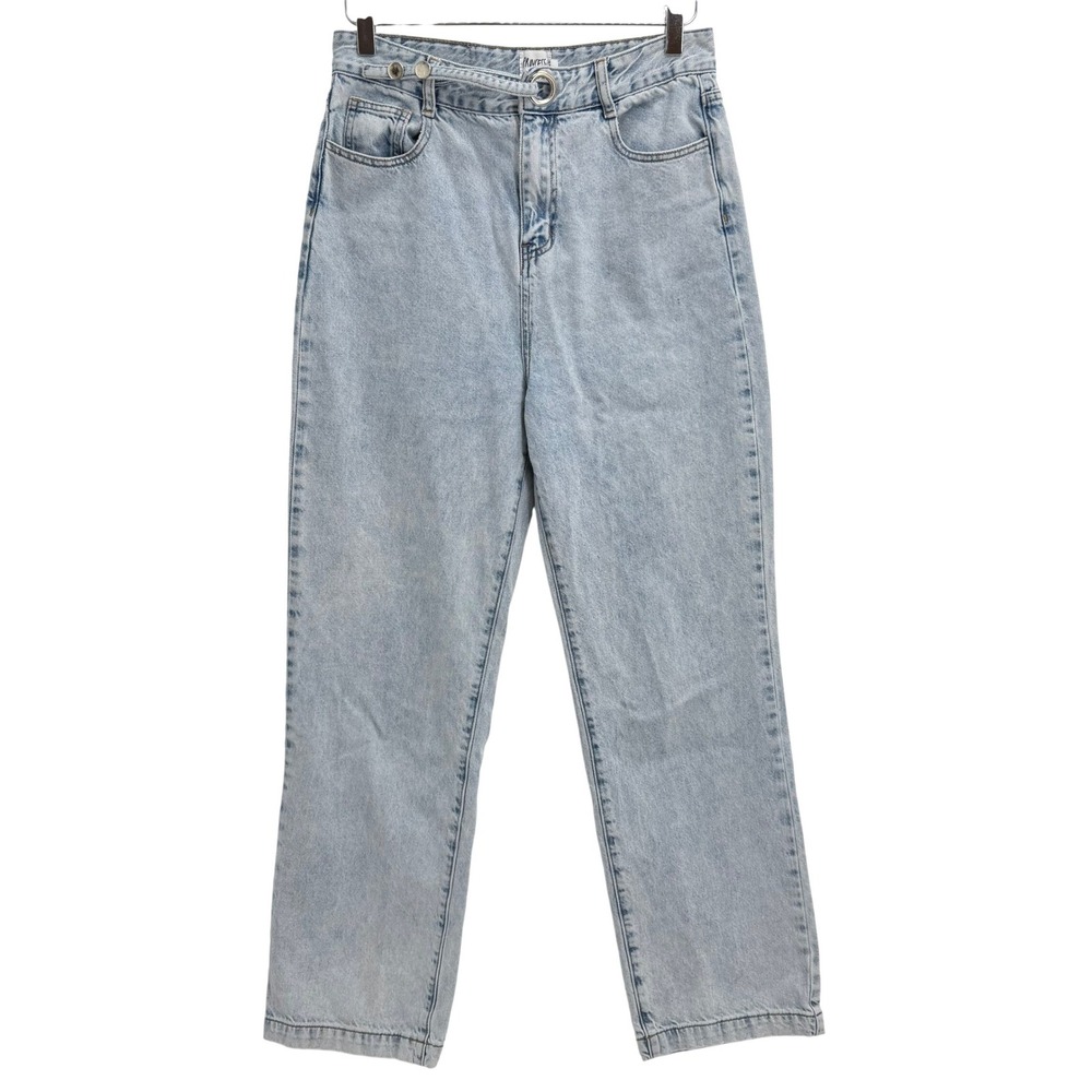 Princess Polly Light Wash Straight Leg Jeans Size 8 US Organic Cotton Denim